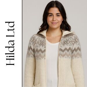 Hilda Ltd Icelandic 100% Pure Wool Hooded Coat | Fair Isle Knit | Rare Vintage